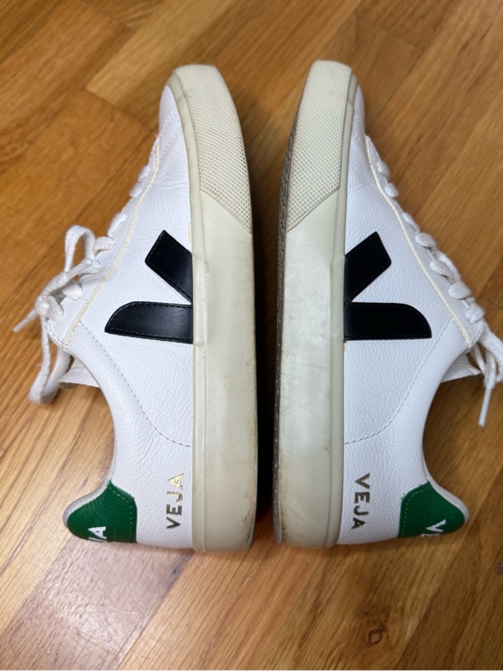 Veja Campo Leather Sneakers - White Black Emeraude Green - Women’s 7 / EU 38 - Picture 10 of 14